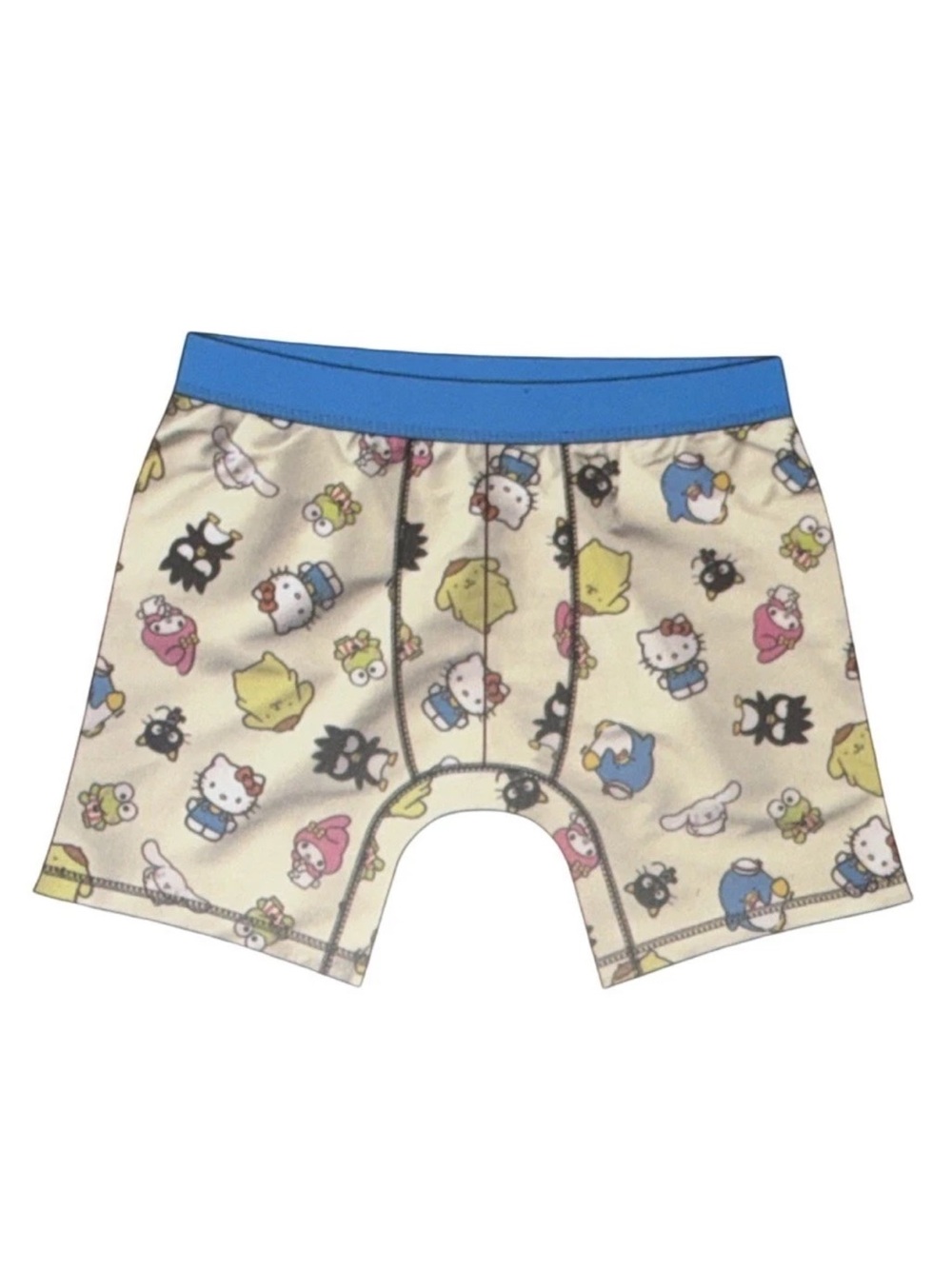 2 Hello Kitty Beige Boxer Briefs with Blue Waistband